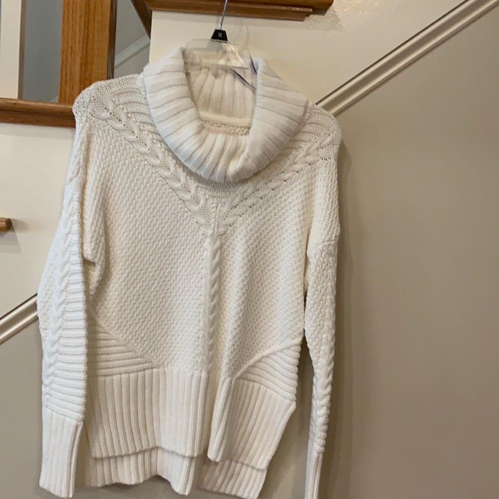 White cowl neck lightly worn sweater